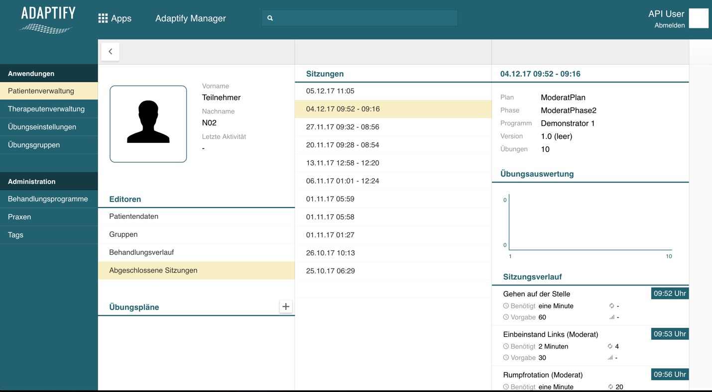 A screenshot from the Adaptify management and configuration system.